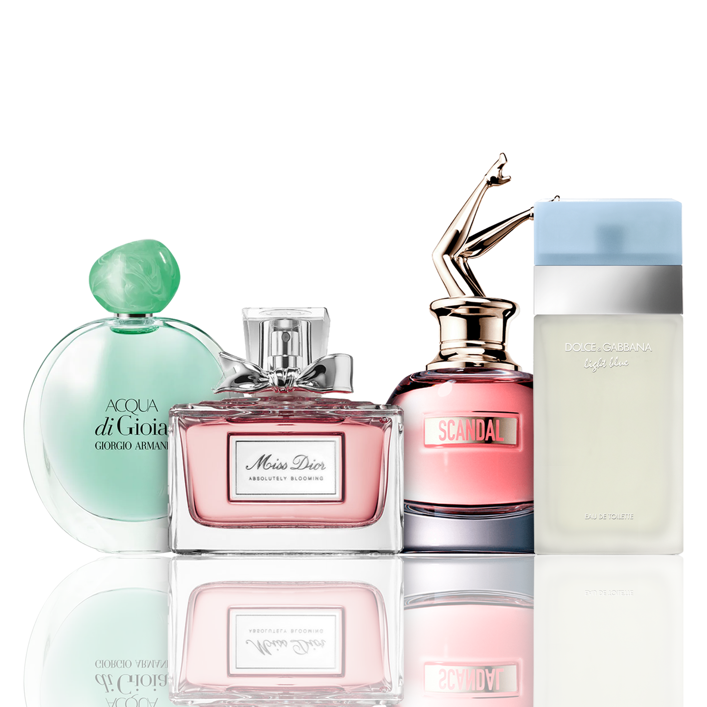 Sada 4 parfumov | Acqua di Gioia, Light Blue, Scandal, Miss Dior 100 ml