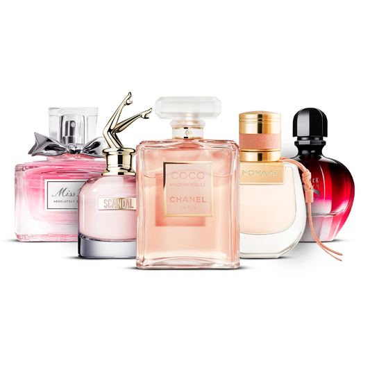 Sada 5 parfumov – Miss Dior Absolutely Blooming, Scandal, Coco Mademoiselle, Nomade a Black XS  [100 ml každý]