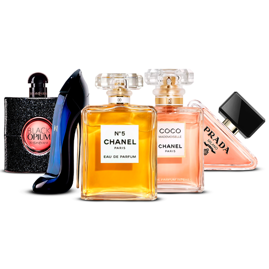 Sada 5 parfumov – Black Opium, Good Girl, Chanel N°5, Coco Mademoiselle a Prada Paradoxe [100 ml každý]