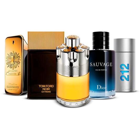 Sada 5 parfumov  – 1 Million, Tom Ford Noir Extrême, Azzaro Wanted, Sauvage a 212 Men [100 ml každý]