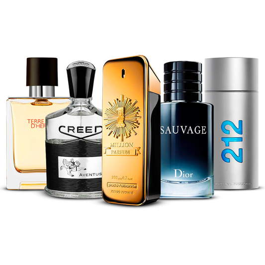 Sada 5 parfumov  – Terre d'Hermès, Creed Aventus, 1 Million, Sauvage a 212 Men  [100 ml každý]