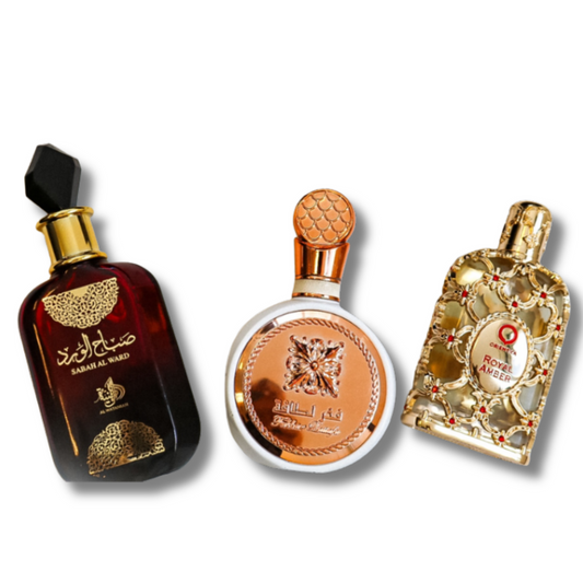 Sada 3 parfumov | Sabah Al Ward 100 ml, Fakhar 100 ml, Royal Amber 100 ml