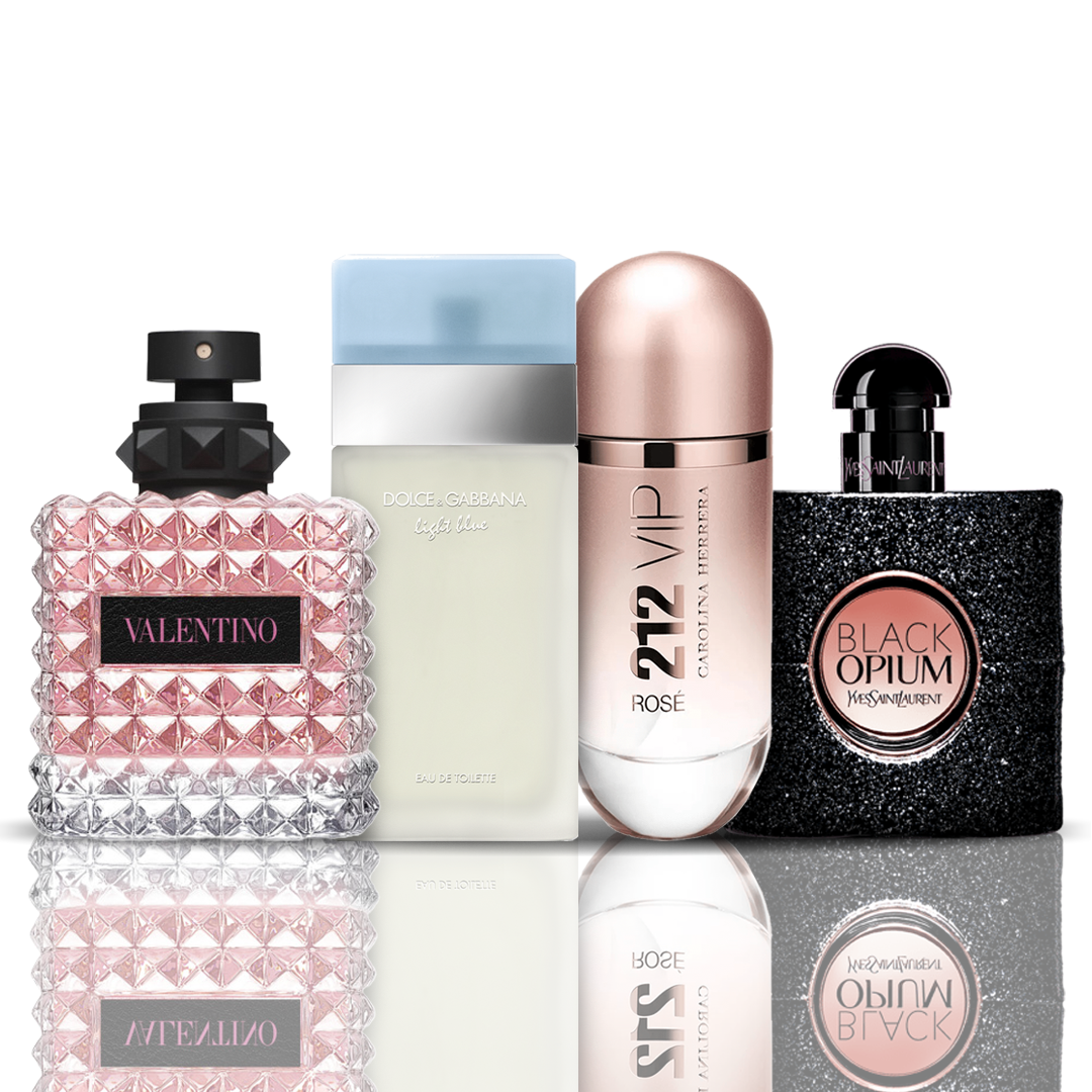 Sada 4 parfumov | Valentino + Light Blue + 212 VIP Rose + Black Opium 100 ml