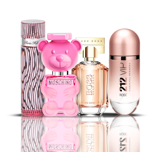 Sada 4 parfumov | 212 VIP Rose + Moschino Bubble Gum + Hugo Boss The Scent + Paris Hilton 100 ml
