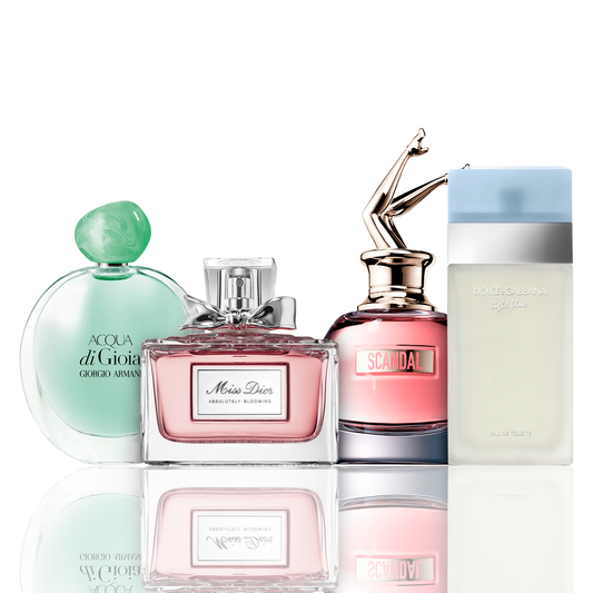 Sada 4 parfumov | Acqua di Gioia, Light Blue, Scandal, Miss Dior 100 ml