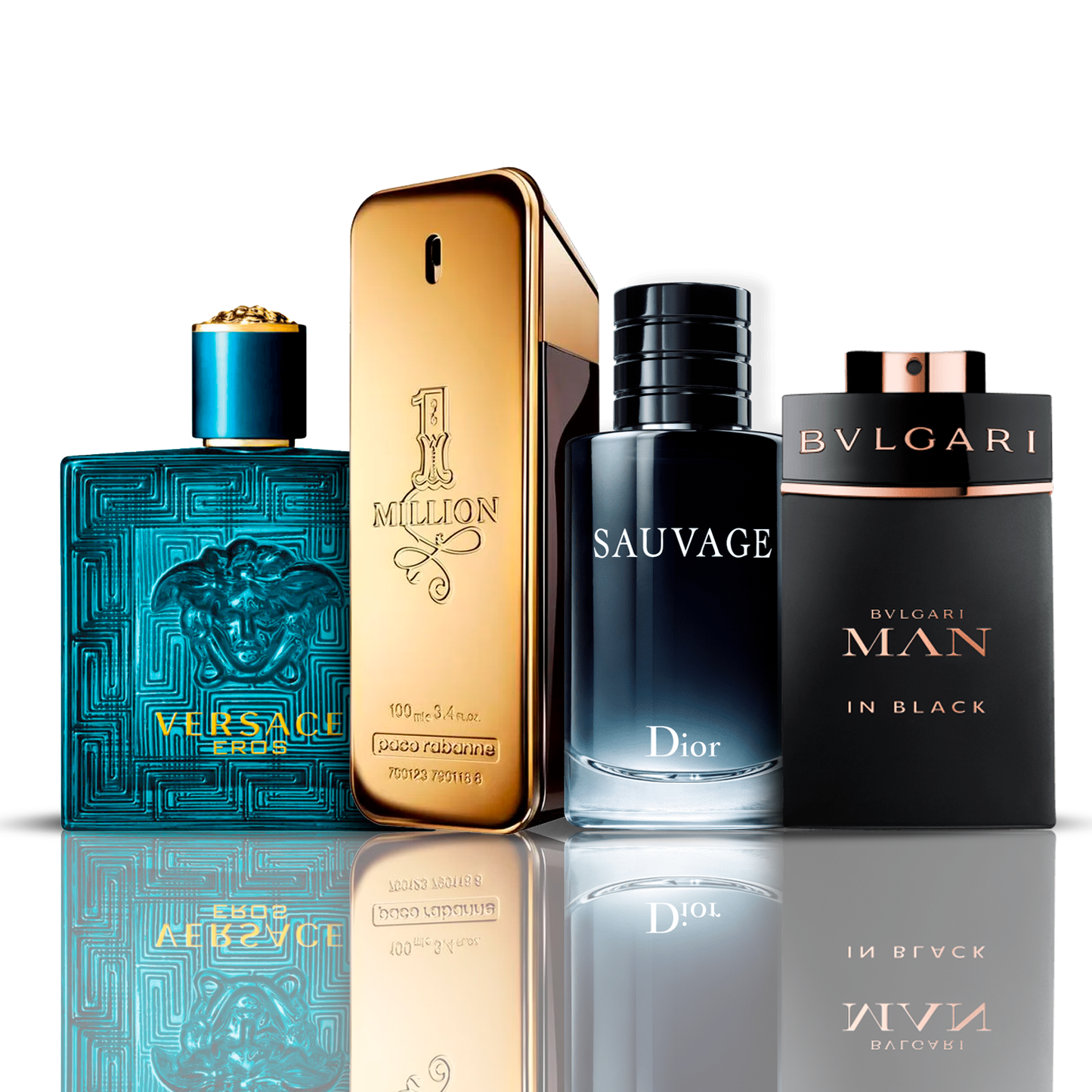 Sada 4 parfumov | Eros Versace + One Million Paco Rabanne + Bvlgari Man in Black + Sauvage Dior 100 ml